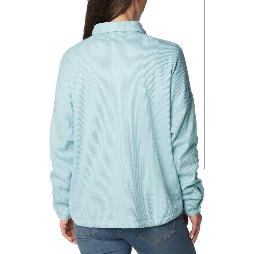 NWT Columbia Holly Hideaway Waffle Shirt Jacket $100 NEW Size 1X Aqua Haze Blue - Picture 3 of 6
